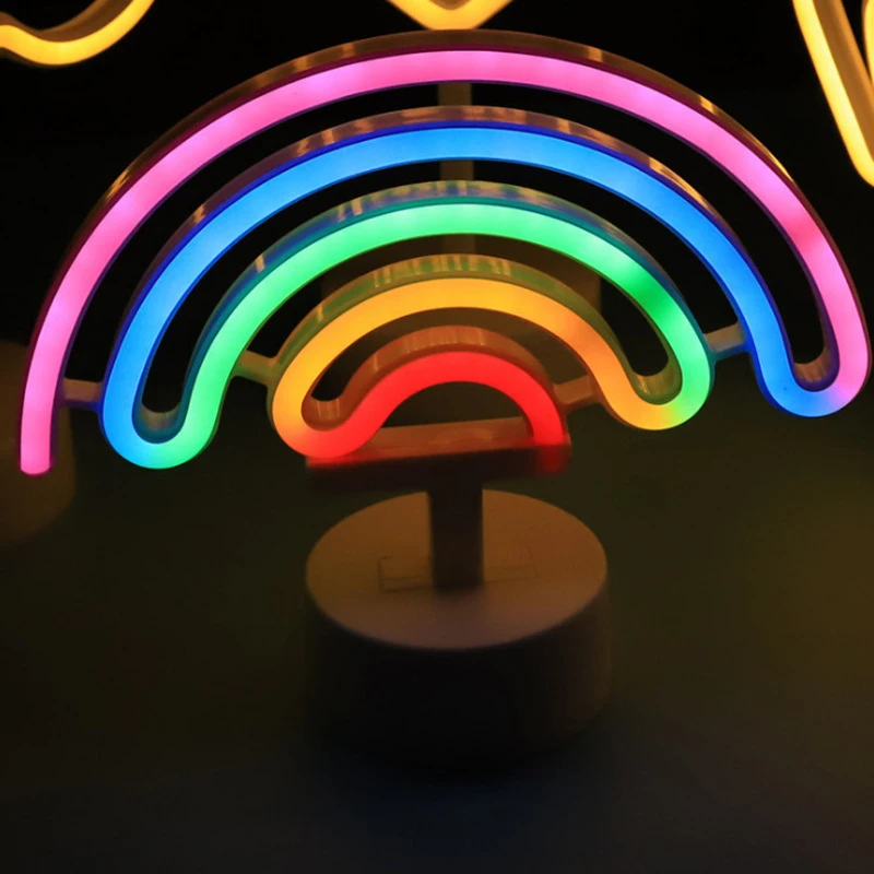 Neon Night Light with Base Battery Bedroom Decoration Atmosphere LED Lighting Multicolor Table Lamp for Holiday Christmas Decor - Испускаемый цвет: K