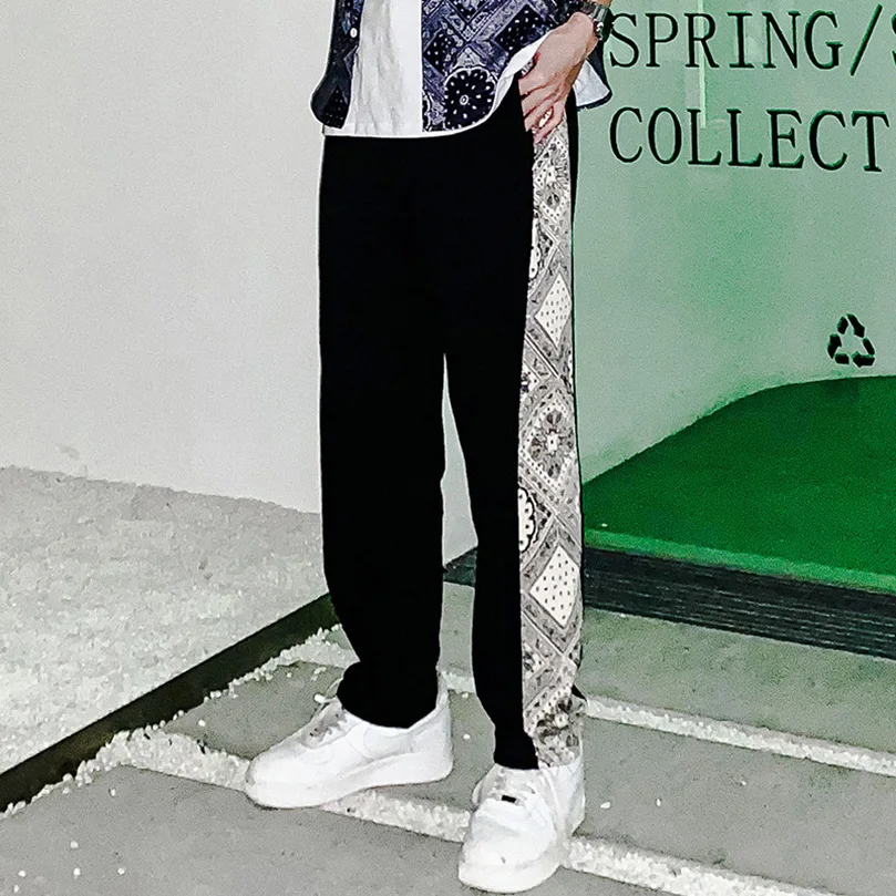 Bandana Hip Hop Sweatpant Men Spring Summer Oversized Knitted Long