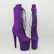 Leecabe/фиолетовые замшевые туфли для танцев на шесте 20 см/8 дюймов ботинки на платформе с высоким каблуком ботинки для танцев на шесте с закрытым носком