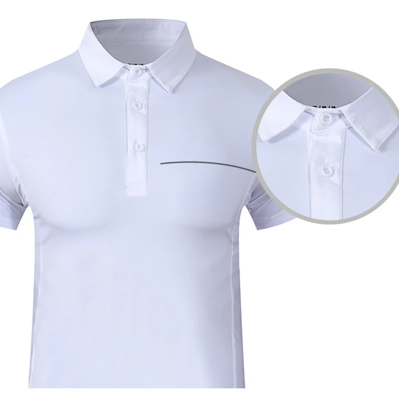 Summer Breathable Turn Down Collar Running Shirts Men Quick Dry Gym Fitness T-shirt Short Sleeve Sportswear Tee Tops Customized 3