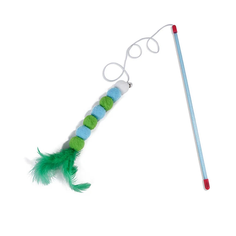 1PC Teaser Feather Toys Kitten Funny Colorful Rod Cat Wand Toys Plastic Pet Cat Toys Interactive Stick Pet Cat Supplies DropShip