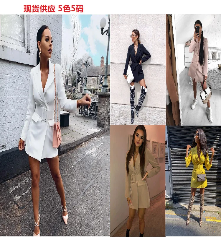 

Stylish Street Long-sleeved Slim Sexy Coat 2020 European and American Burst Autumn and Winter New Women's Suit Jacket. Coats