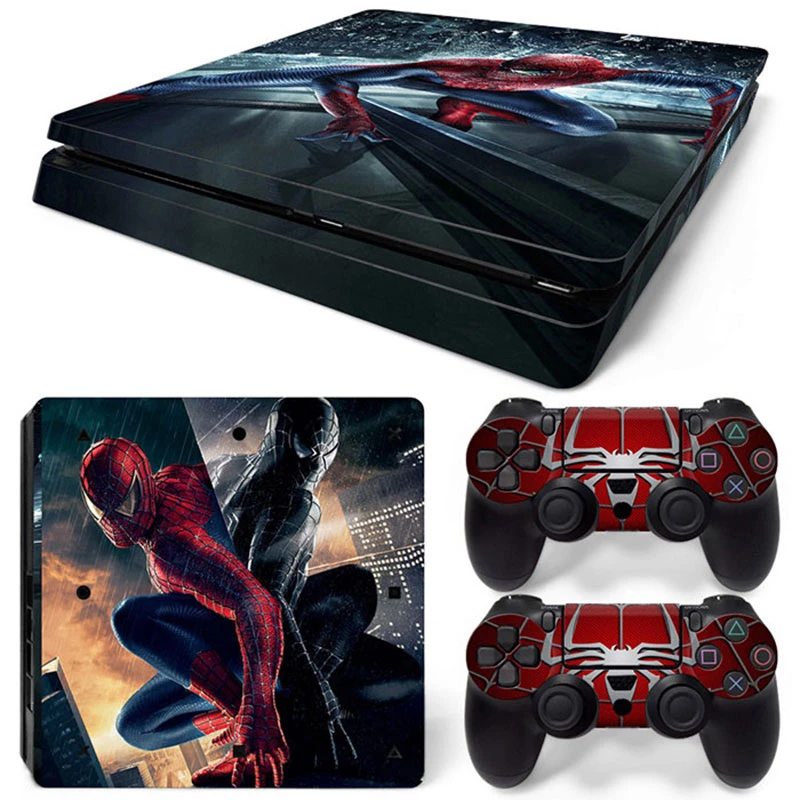 Marvel Spiderman Venom Vinyl Skin Sticker for PS4 Slim Console and 2 Controllers Decal Cover Game Accessories