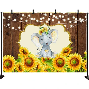 

Elephant Wood Board Flower Newborn Baby Shower Birthday Party Backdrop Custom Vinyl Photography Background Photophone Photozone