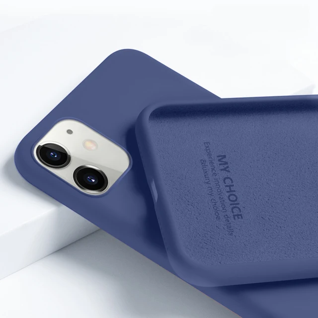 Case For iPhone 11 12 13 Pro Max SE 2 2020 6 S 7 8 Plus X XS MAX XR 12 13 Mini Cute Candy Color Couples Soft Silicone Cover Jewelry Blue