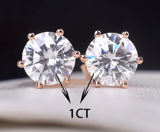 18K золотые серьги 1ct и 1ct D цветные Серьги с муассанитом с сертификатом - Цвет камня: 1ct and 1ct