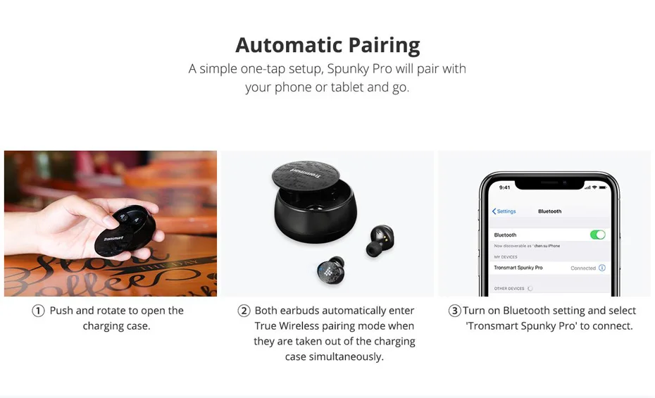 Tronsmart Spunky Pro TWS Bluetooth 5.0 Earphones True Wireless Earbuds IPX5 Deep Bass Voice Assistant Wireless Charging Headsets (16)