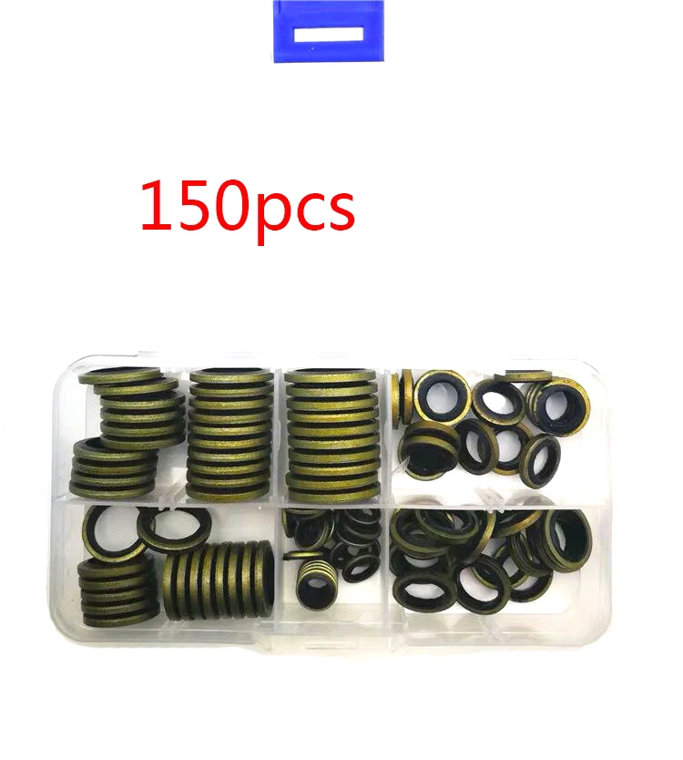 

150Pcs M6-M24 Bonded Sealing Rings Assortment Kit Durable Oil Drain Screw Gasket Set For Hardware Replacement Repair Tools