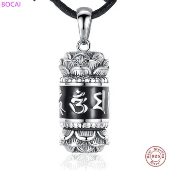 

BOCAI s999 sterling silver pendant for men and women black box pendant pure silver Archaize drip six character truth pendant