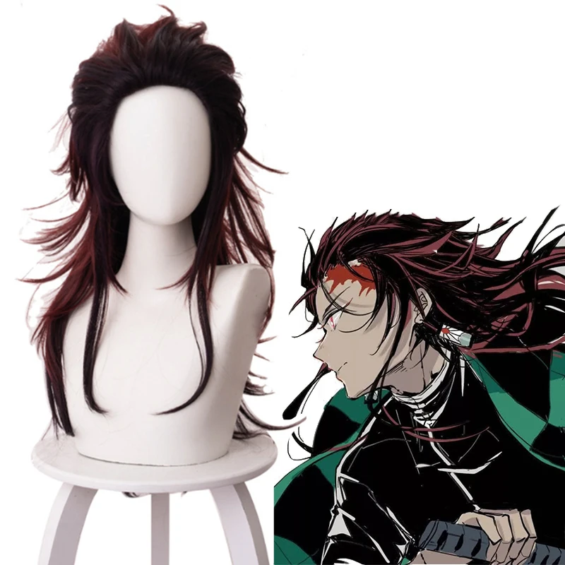 Аниме комикс демон убийца Kimetsu no Yaiba Косплей парики Kamado Tanjirou косплей парик термостойкий синтетический парик черные длинные волосы