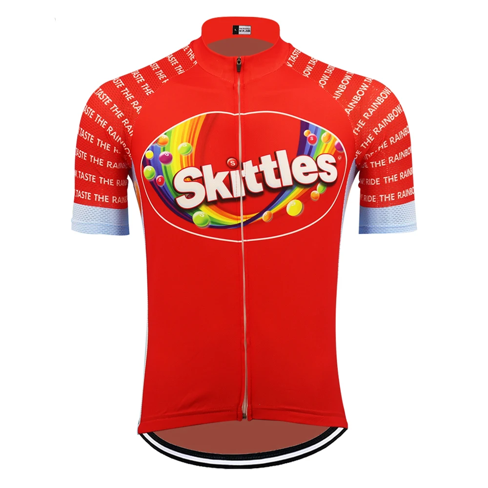 Skittles, Классическая велосипедная майка,, красная, мужская, MTB, одежда для велоспорта, высокое качество, короткий рукав, одежда для велоспорта, Ropa Ciclismo, Майо