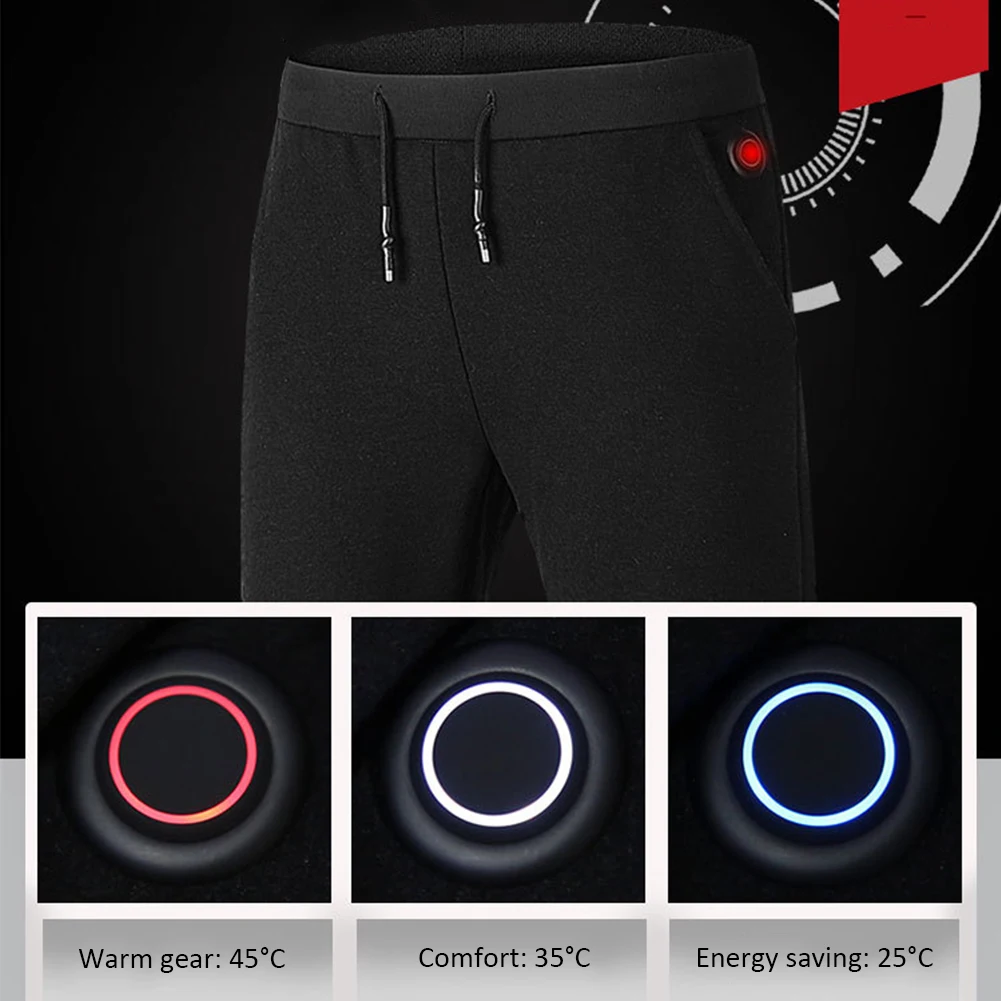  Pantalones calefactados eléctricos con bolsillo negro de temperatura ajustable largo y con carga US