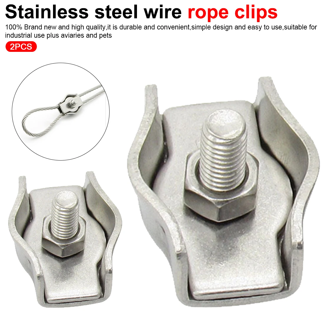 

304 Stainless Steel Wire Rope Clips Single/Double Grips Cable Clamps M2 M3 M4 M5 M6 For Steel Wires