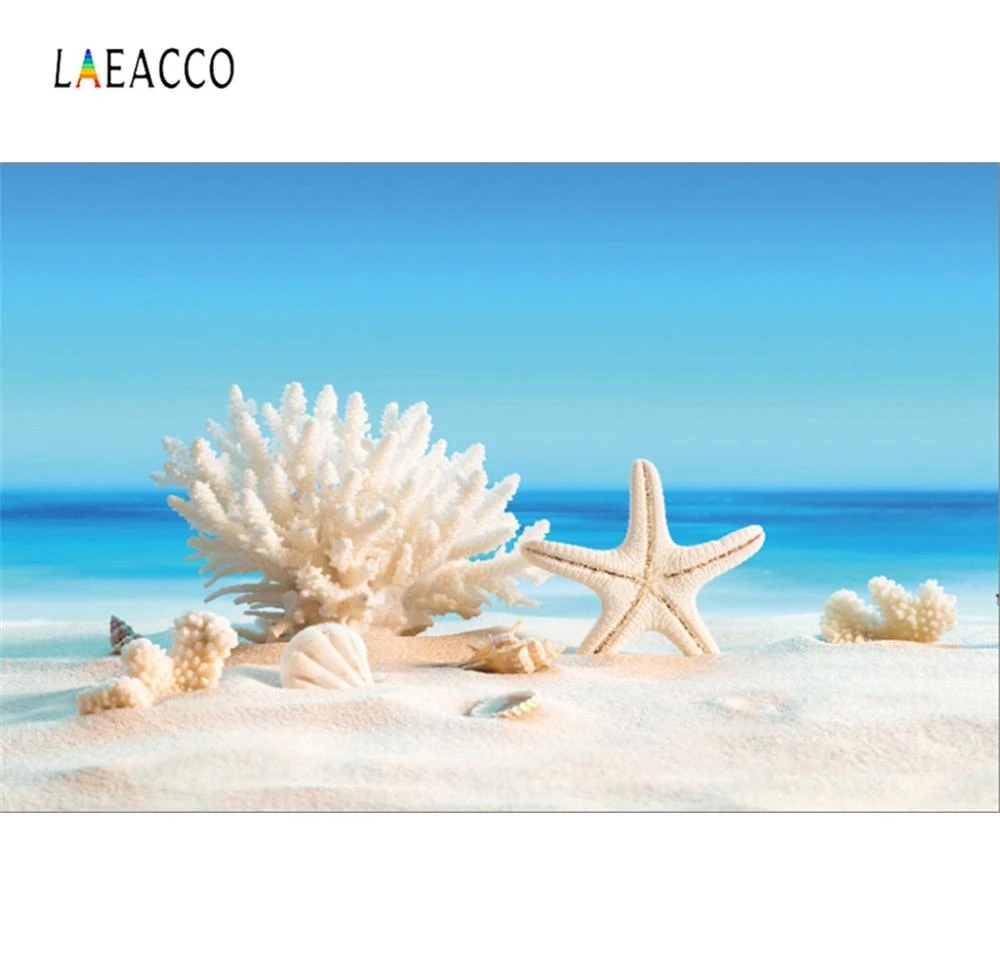 Mer Tropicale Plage Sable Cora Shell Starfish Bleu Ciel D Ete Bebe Photographiques Panoramiques Milieux Photo Decors Pour Photo Stuio Aliexpress