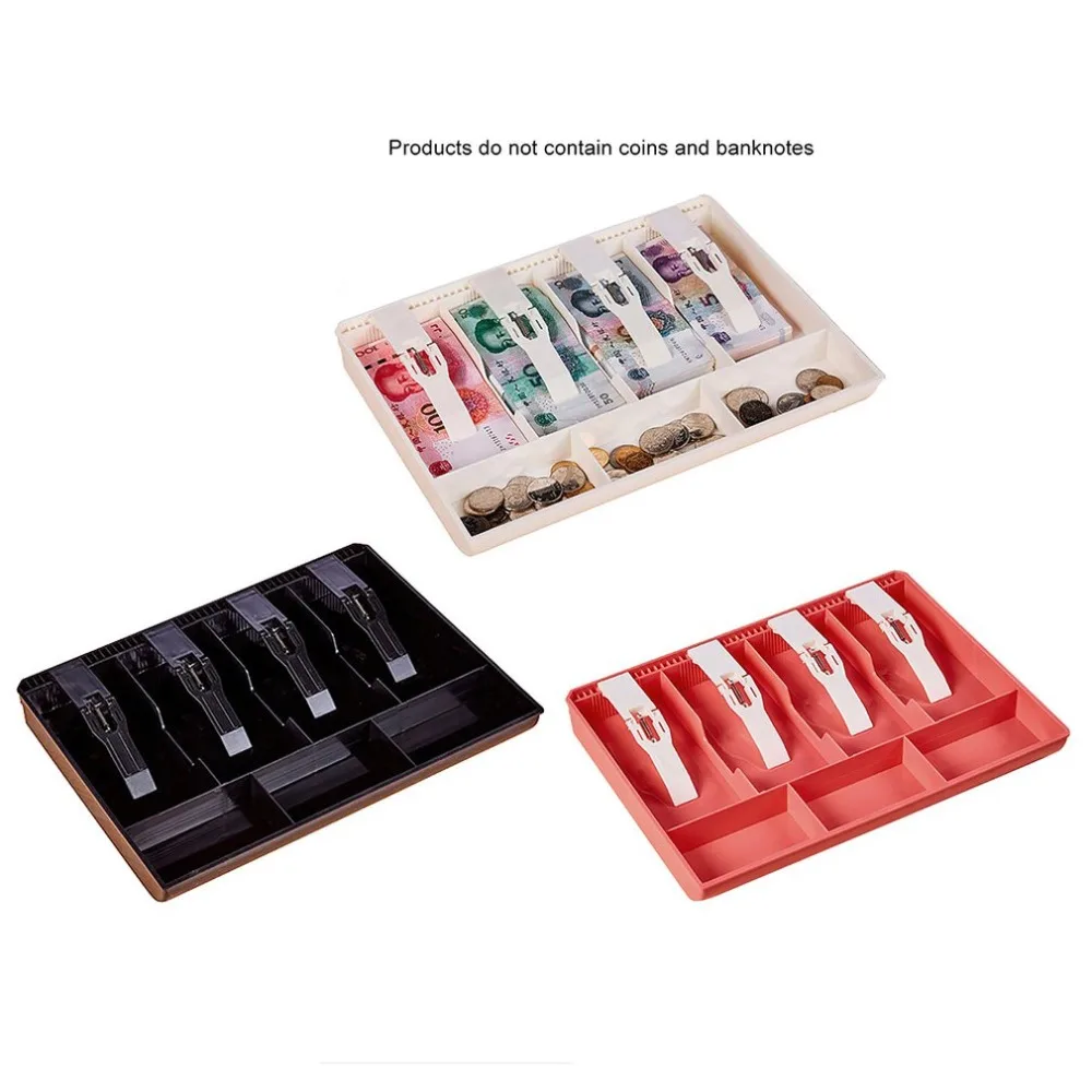 Durable ABS Money Cash Coin Register Insert Tray Replacement Cashier Drawer Storage Cash Register Tray Box Classify Organizer
