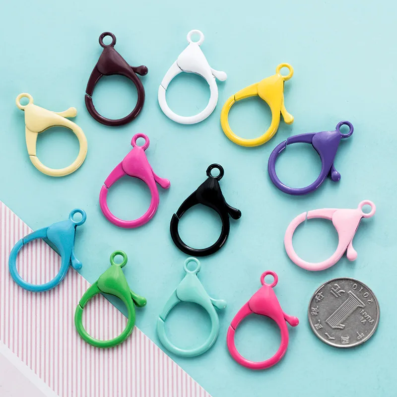 Meetee 30pcs 35mm Lobster Buckle Colorful Key Ring Spring Hook Dog Collar Buckles Key Chain Handbag Pendant Decoration BF281