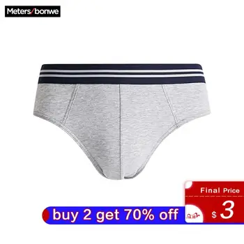

Metersbonwe Mens Underwear Men Mid-waist Male Pure Panties Underwear Comfortable Boxer Homewear Solid Color