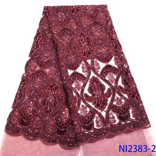 NIAI французская африканская кружевная ткань с блестками Высококачественный кружевной материал нигерийские сетчатые кружевные ткани для женщин вечернее платье NI2383-1 - Цвет: picture 2
