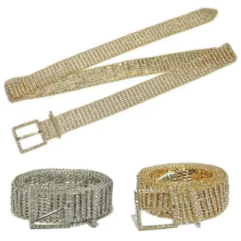 

Women Bling Crystal Diamond Waist Belt Wide Chain Full Rhinestone Waistband UK