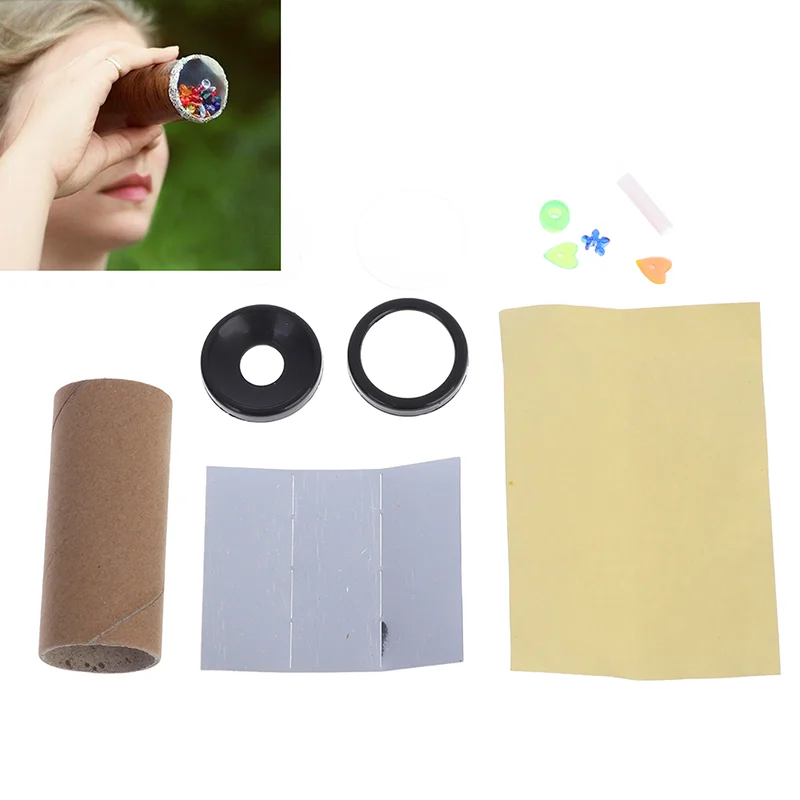 2Set DIY Colored Rotating Kaleidoscope Kits Craft Kid Brain Hands-Eyes Training Science Experiment Educational Children's Toys