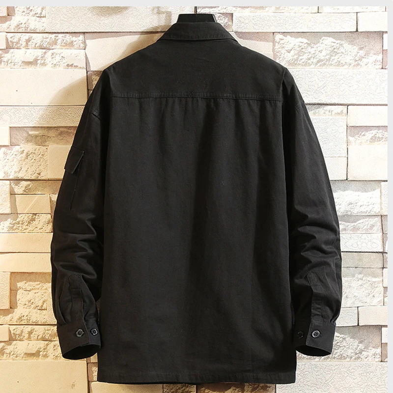 New100% Cotton Jeans Shirt For Men's Long-Sleeved Fashion Casual Solid Denim Shirts Male Classical Multiple Pockets Clothing