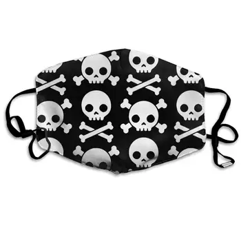 

Cool Black Skull Washable Reusable Mask, Cotton Anti Dust Half Face Mouth Mask For Kids Teens Men Women With Adjustable Ear