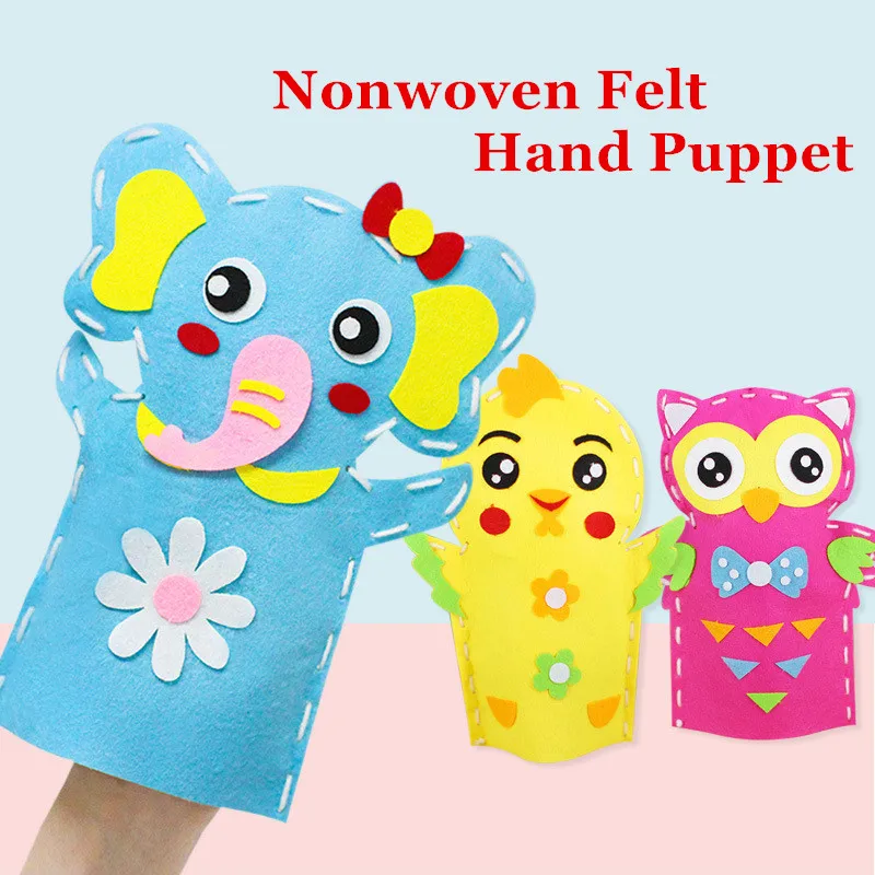 1pc Cute Animals DIY Sewing Kit Kids Felt Toys For Children Hand Puppet Theater Craft Fabric Story Telling Glove Educatioal Doll