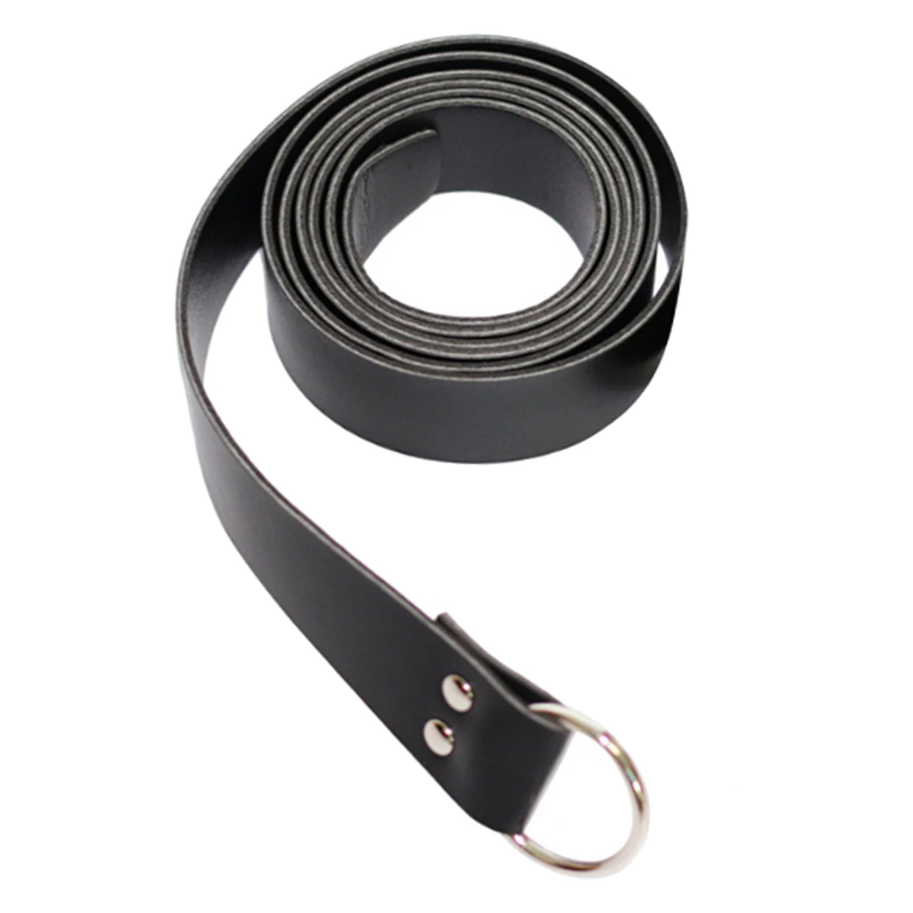 Knight Steel Ring Buckle Leather Waistband Belt for Mens Party Costume 185cm