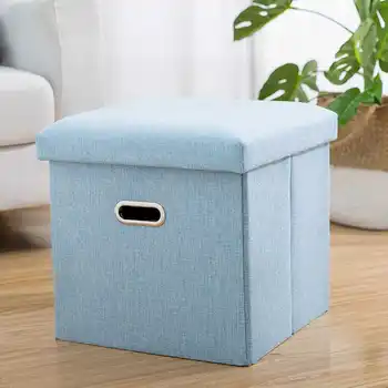 

New 31x31x31cm Multifunctional Foldable Fabric Storage Stool Bench Box Small Sofa Minimalist Artistic Style Kid Chair Foot Stool