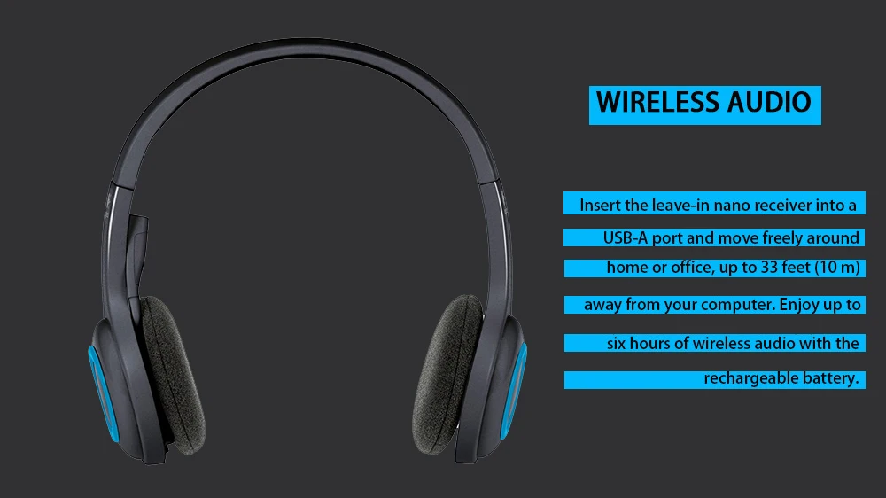 Logitech H600 Gaming Stereo Headphones 2 4GHz Wireless Headset Portable Over The Head Fordable Earphones with microphone Newst