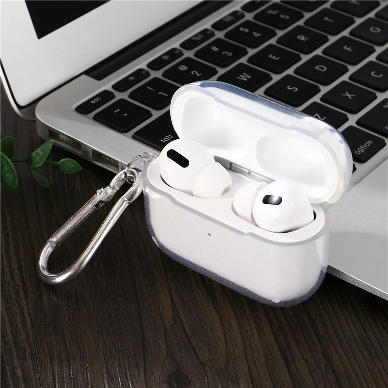 

For Airpods Pro Case with Carabiner Soft Clear Silicone Earpods Cover for Airpod Air Pods Pro Earphone Protective Cases Coque