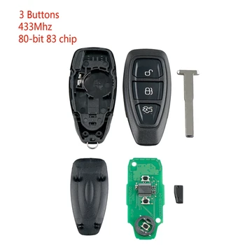 

Car Smart Remote Key 3 Buttons Fit For Ford Focus C-Max Mondeo Kuga Fiesta B-Max 43hz
