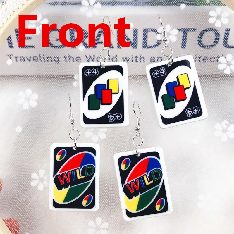 1Pair Drop Earrings  Magic Poker Game Card Crafts Dangle Acrylic Jewelry for Children and Woman