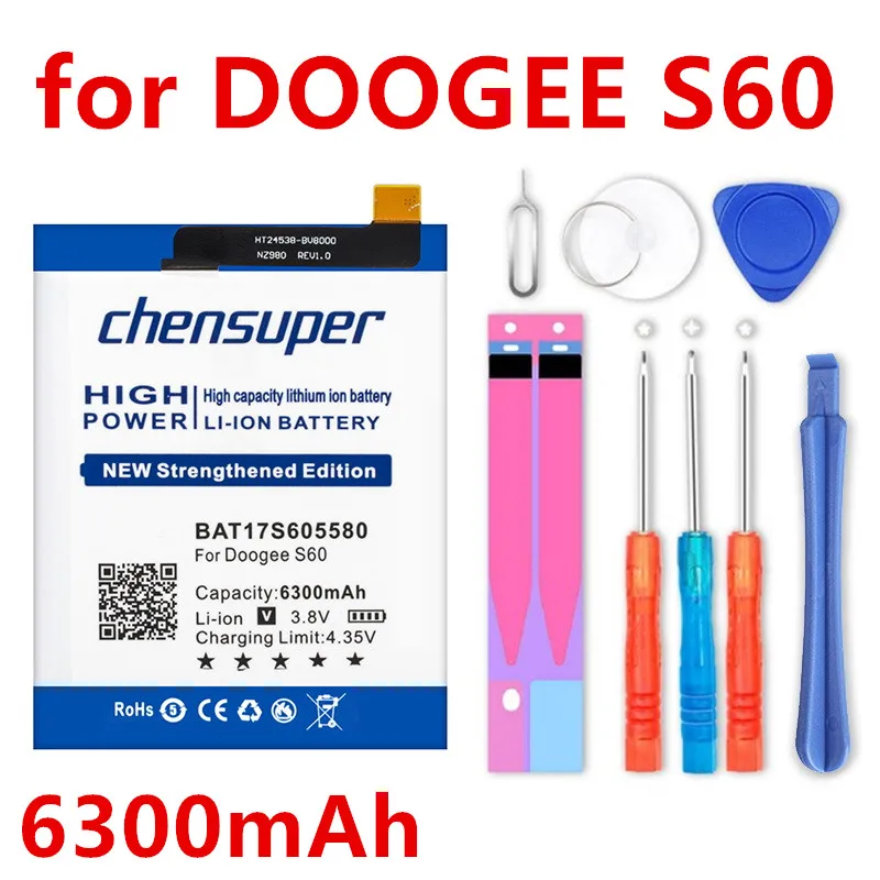 2 шт./chensuper BAT17M15580 BAT17S605580 6300 мАч аккумулятор Для DOOGEE S60 Бесплатные инструменты |