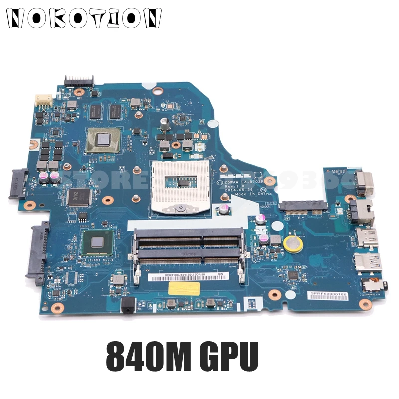NOKOTION NBMQ011001 NB.MQ011.001 материнская плата для ноутбуков Acer aspire E5-572G Z5WAW DDR3 840M GPU | Отзывы и видеообзор