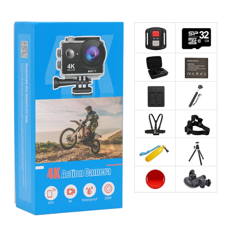 Экшн-камера EIS H9R Ultra HD 4K/60fps Wi-Fi 2 0 дюйма 170D водонепроницаемая | Электроника