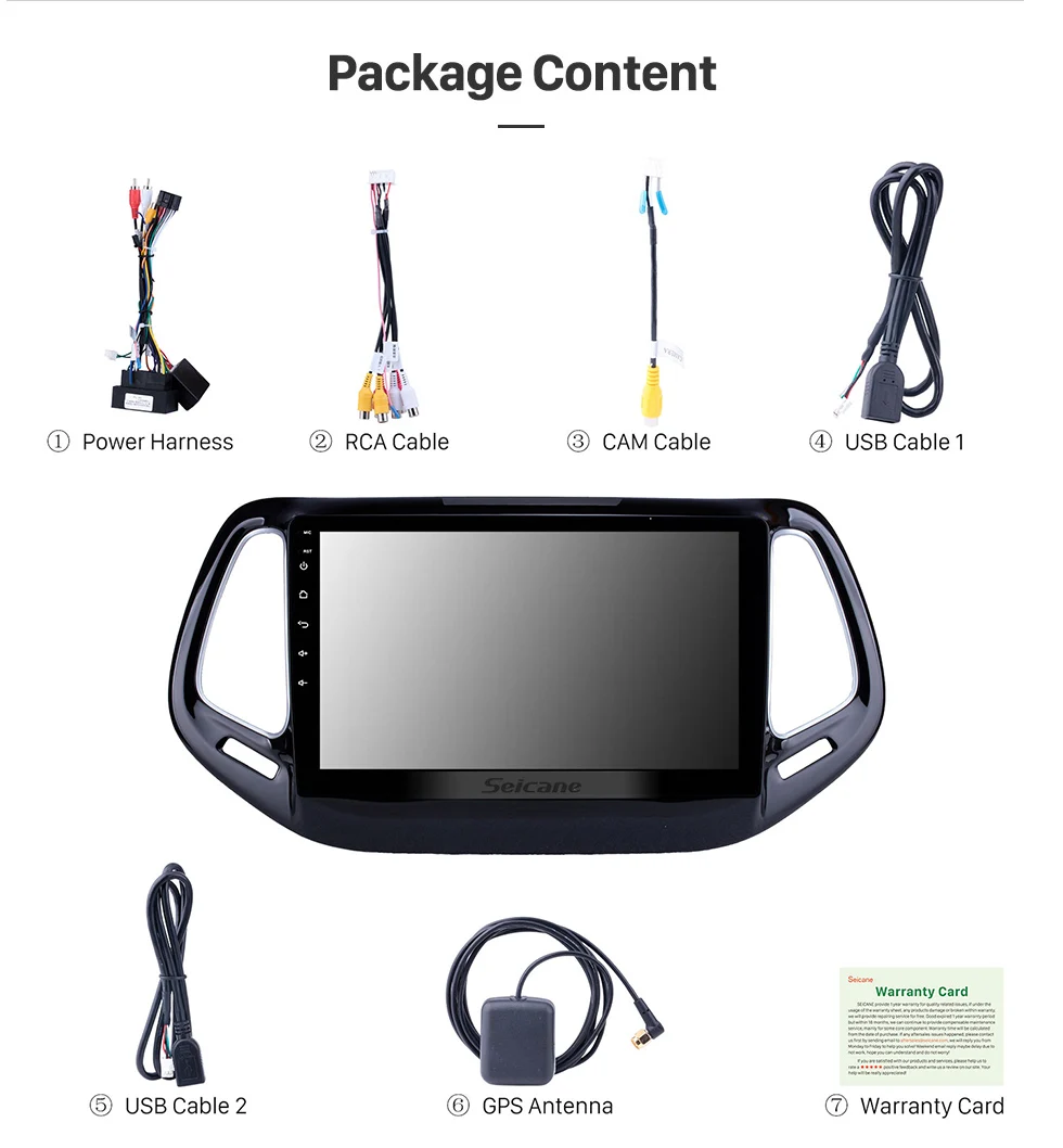 Discount Seincae for 2017 Jeep Compass 10.1 inch Android 8.1/9.0 Car Head Unit GPS Navigation SupportDVR Backup Camera SWC DAB+ 14