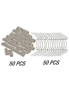

100PCS Stainless Steel Greenhouse Glass Fixing Clips (50 Greenhouse Glass W-clamps And 50 Greenhouse Glass Z Overlap Clips)