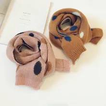 Корейский цветной кашемировый шарф в горошек с имитацией кисточек для детей; очень длинный шарф для мальчиков и девочек; сезон осень-зима