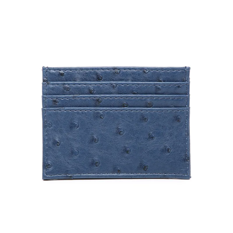 Ostrich Blue Женский тонкий Чехол-держатель для карт из страусиной кожи с 6 отделениями для карт - Цвет: Ostrich Blue