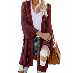 Осенний свитер женский с длинным рукавом сплошной цвет повседневное женское пальто кардиган внешняя одежда кофта sueter mujer invierno 2019 VK-ING