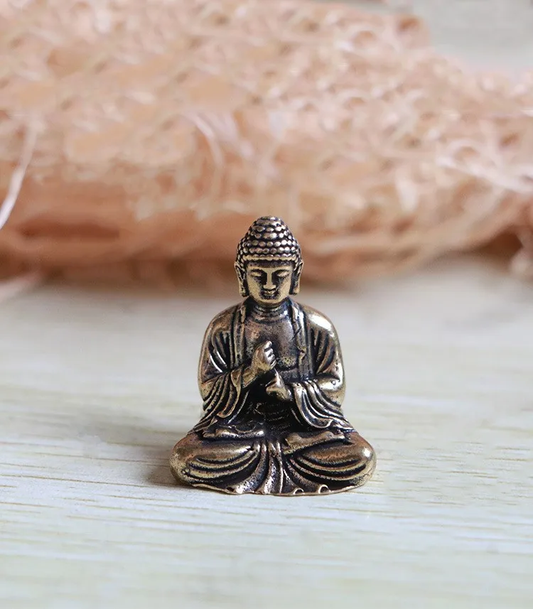 [MGT] ремесла мини Изысканная Статуя Будда Шакьямуни латунная ценная скульптура медитирующая Античный стиль домашний декор