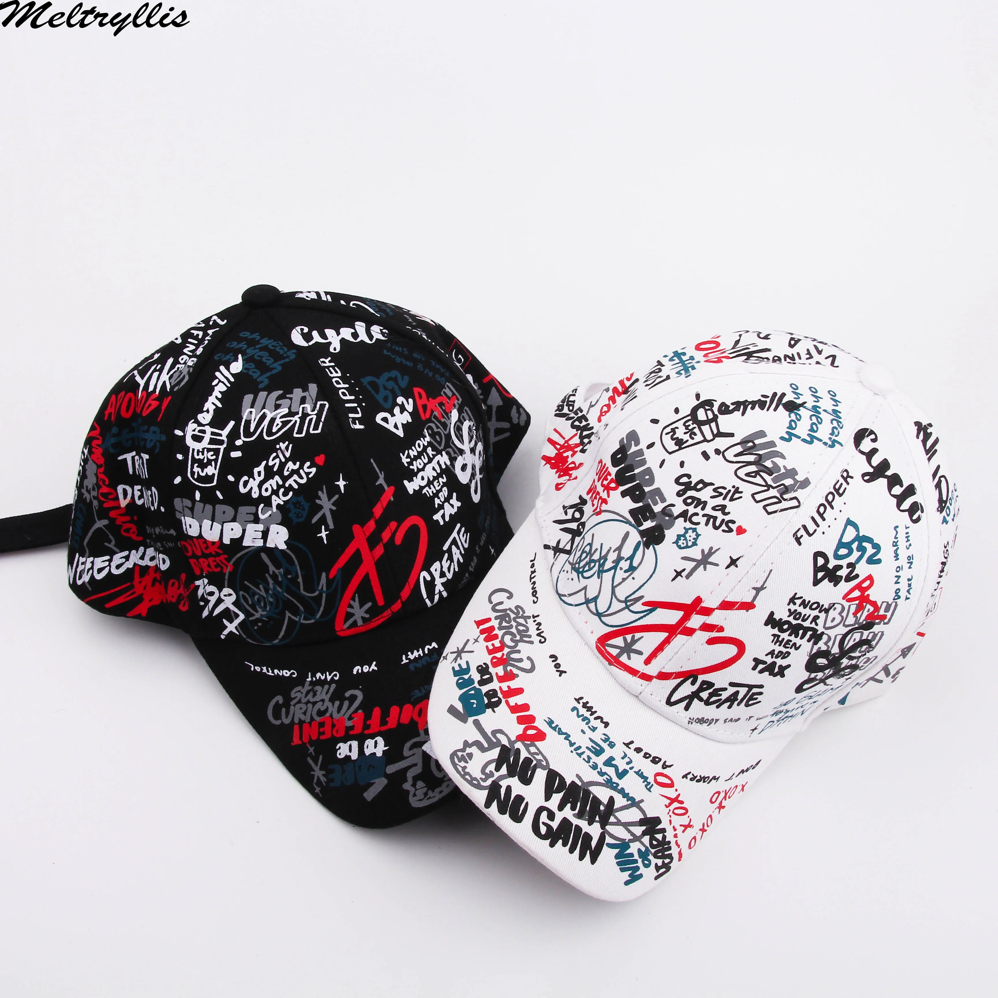 

[Meltryllis] Graffiti Letter Baseball Cap Sun Hip Hop Hat Visor Spring Hats for men women Adjustable Snapback lovers Cotton Caps