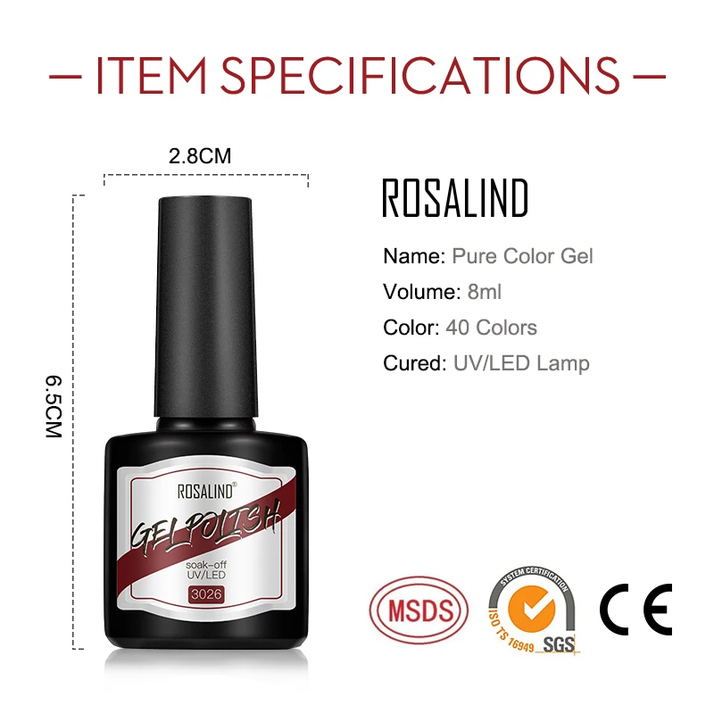 ROSALIND 8ml Gel Nail Polish Shiny Matte Effect Gel Polish For Manicure Nail Art Design Semi Permanent Painting Varnishes Gel