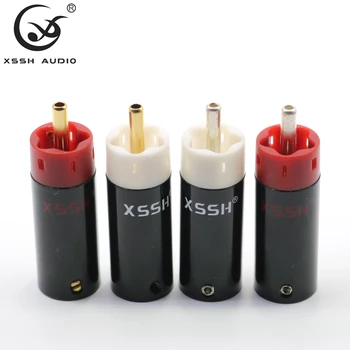 

4pcs/8pcs XSSH audio High Quality Hifi DIY 6mm 8mm Gold or Silver plated Brass RCA Plug Auido Connector