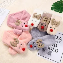 Осень-зима с изображением рождественского лося лиса слон Детская шарфы для женщин в Корейском стиле с героями мультфильмов дети плюшевые шарф для девочек, для мальчиков; плотный теплый пуховик для детей; шарфы