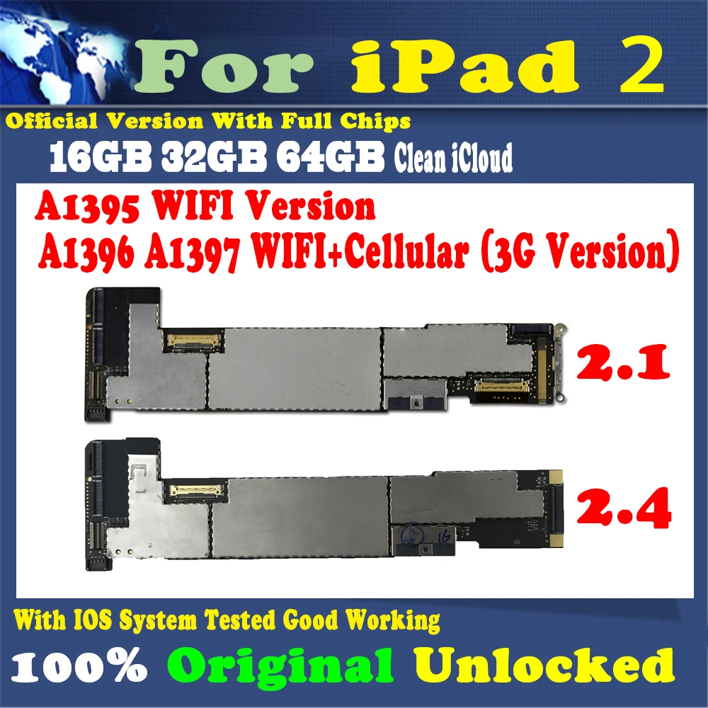 Для iPad 2 материнская плата WIFI и 3G версия логическая A1395 или A1396/1397 для