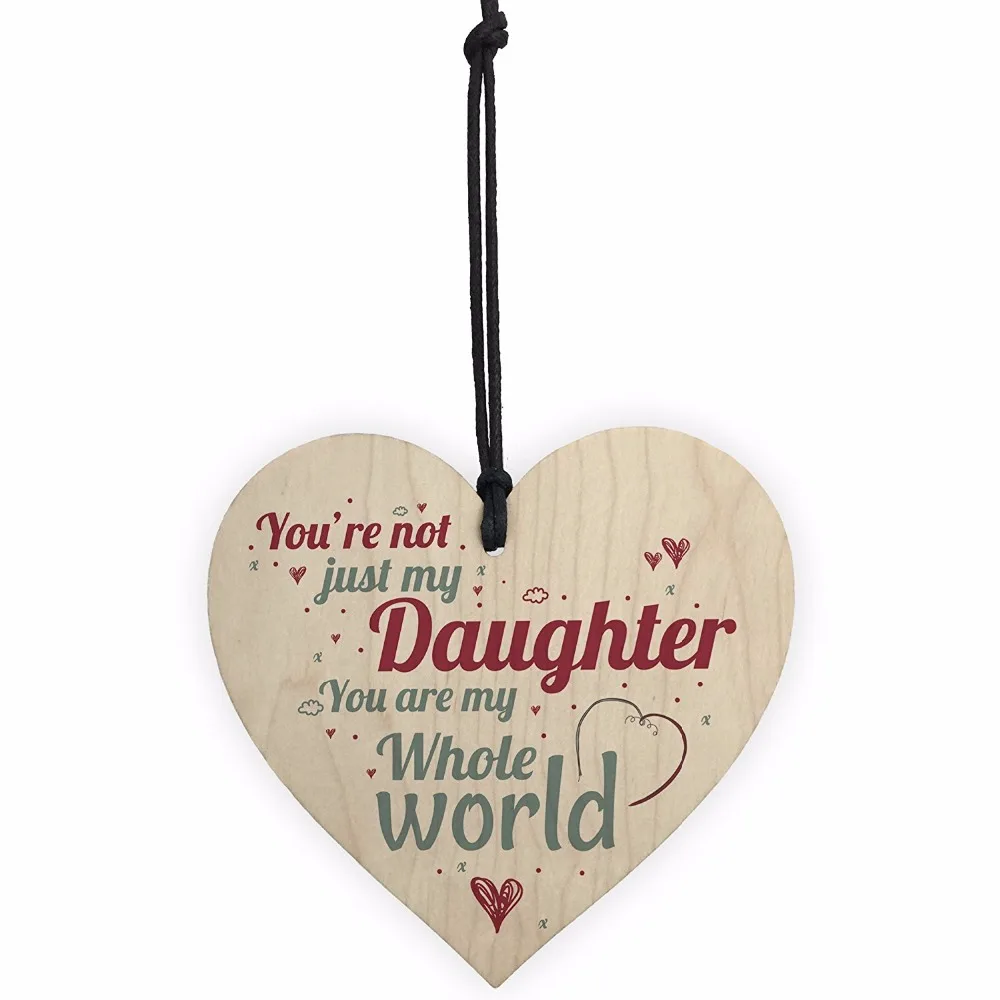 1-Meijiafei-My-Whole-World-Wooden-Hanging-Heart-Plaque-Mum-Dad-Daughter-Love-Sign-Thank-You-Birthday