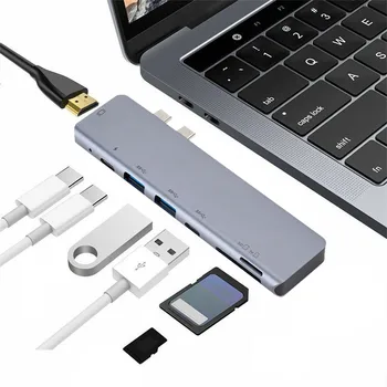 

2 Ports USB HUB-C To 4 K HDMI Adapter 3 Dual USB 3.1 HUB Data 1 Card Reader For Macbook 402#2