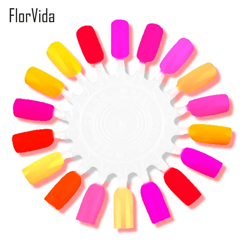 

FlorVida 4 Colors 50pcs False Nail Art Tips Nail Showing Shelf With Silver Ring 1 Sheet Disc Color Card Nail Polish Display Tool